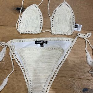 Rehab Lab White Crochet Kiini Bikini NWOT Small